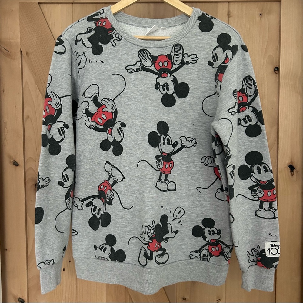 Disney 100 Retro Reimagined Mickey Mouse All Over Graphic Crewneck Sweatshirt